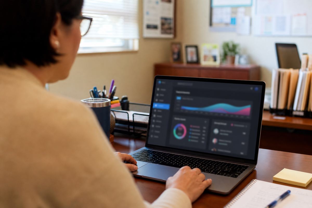 Administrator reviewing campus dashboard